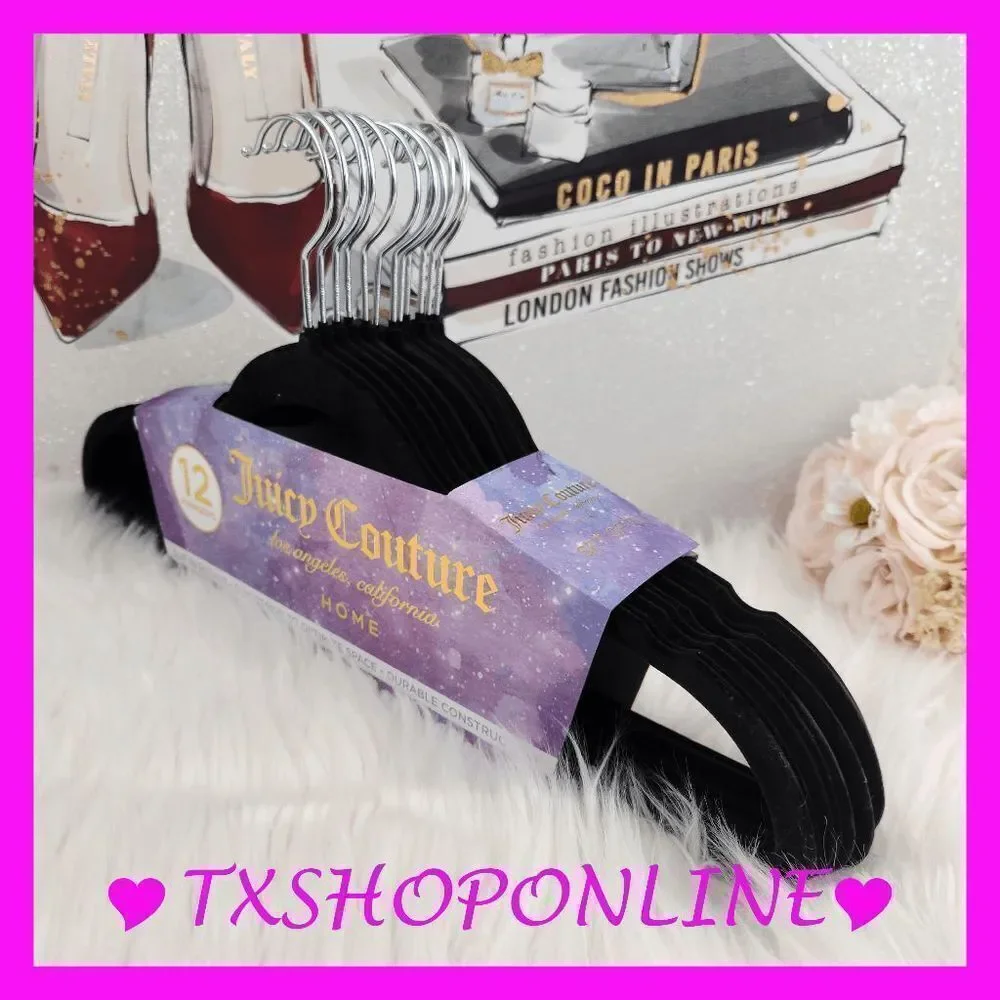 ❣️❣️{Juicy Couture } Set of 10 black velvet hangers 👗👗